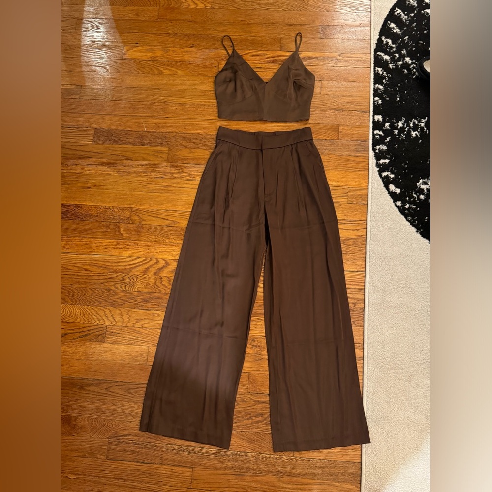 ABERCROMBIE satin pant set in Brown - size S - NWT!!